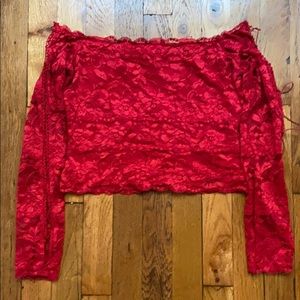 Guess red crop top off the shoulders Lacey